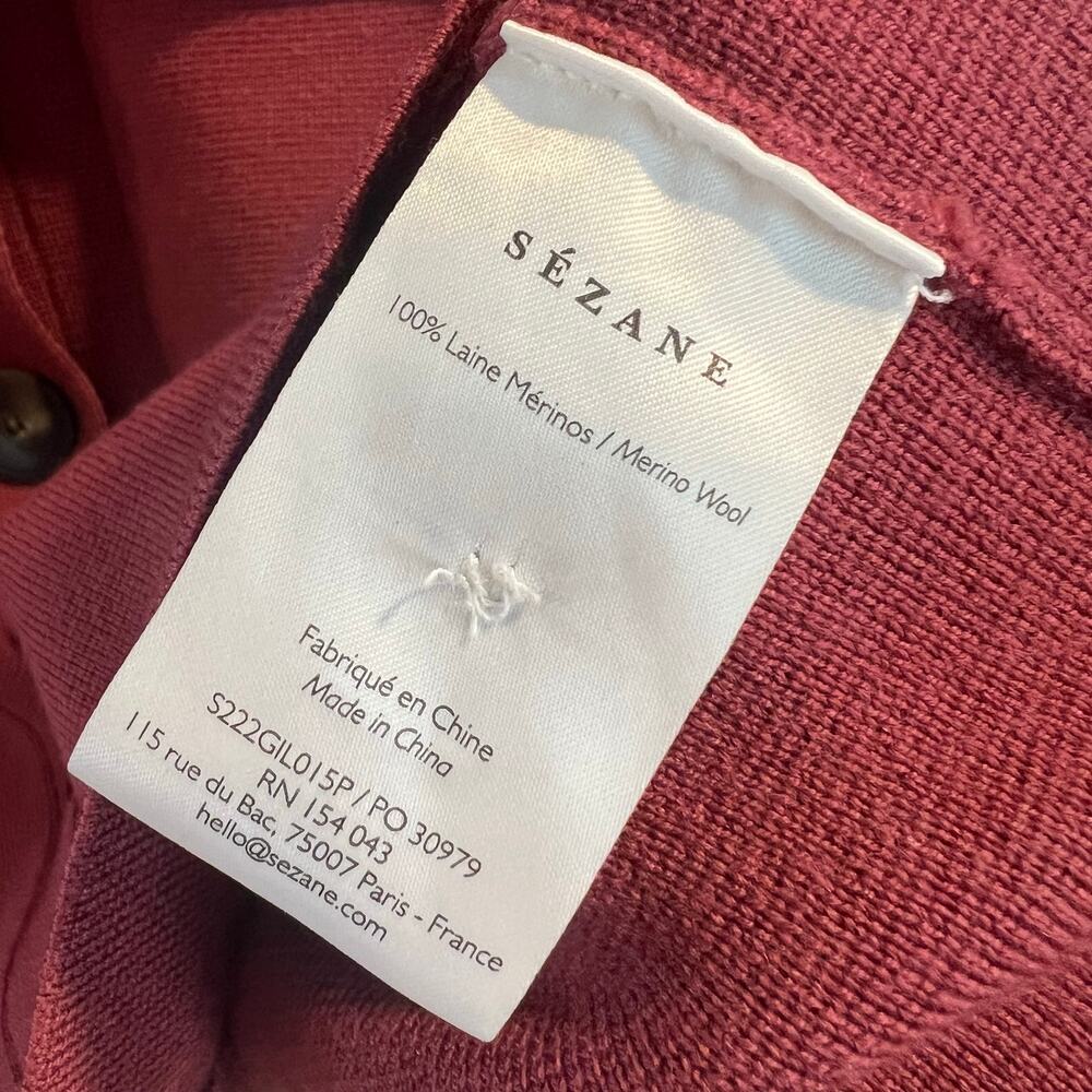 Sézane Betty 100% Wool Cardigan Sweater in Rosewood Size L - Picture 4 of 9